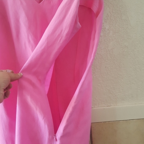 Betty Barley pretty pink linen midi dress - Picture 7 of 8